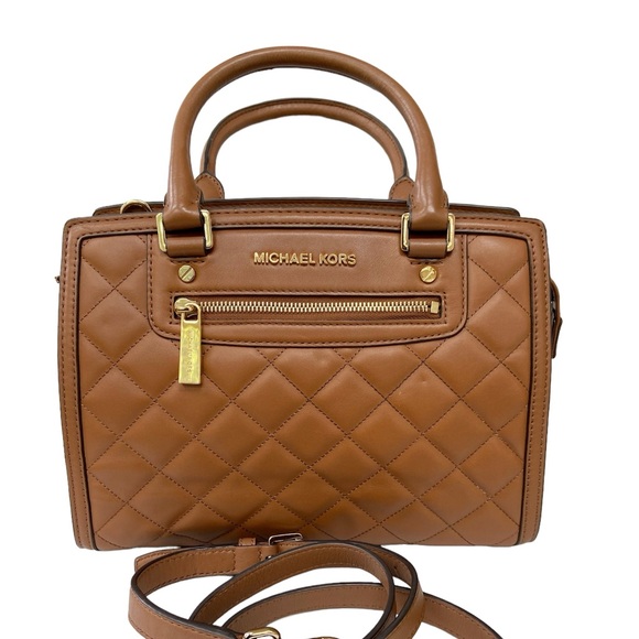 MICHAEL Michael Kors Selma Quilted Leather Large Satchel in Walnut - Picture 2 of 14